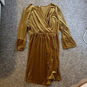 Elegant Gold Wrap Dress